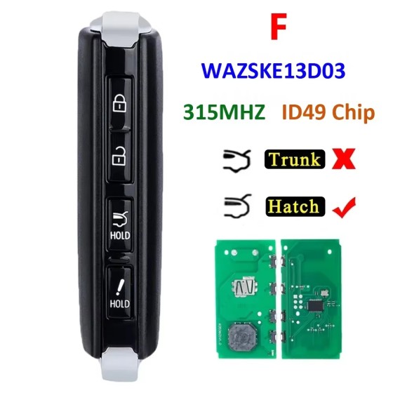 2020-2021 Mazda CX-3 CX-5 CX-9 / 4-Button Smart Key / PN: GDYL-67-5DYB / WAZSKE13D03 (AFTERMARKET)